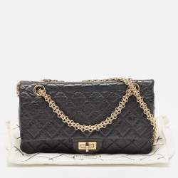 Chanel Black Quilted Aged Leather Classic 225 Reissue 2.55 Flap Bag