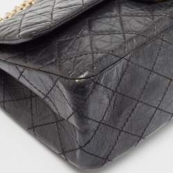 Chanel Black Quilted Aged Leather Classic 225 Reissue 2.55 Flap Bag
