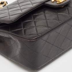 Pre Owned Chanel Black Quilted Leather Small Classic Double Flap Bag