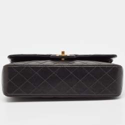 Pre Owned Chanel Black Quilted Leather Small Classic Double Flap Bag