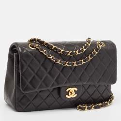 Pre Owned Chanel Black Quilted Leather Small Classic Double Flap Bag