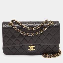Pre Owned Chanel Black Quilted Leather Small Classic Double Flap Bag