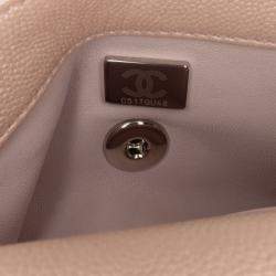 Pre Owned Chanel Pink Extra Mini Iridescent Caviar Coco Handle Bag