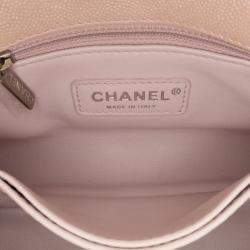Pre Owned Chanel Pink Extra Mini Iridescent Caviar Coco Handle Bag