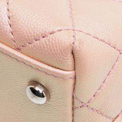 Pre Owned Chanel Pink Extra Mini Iridescent Caviar Coco Handle Bag