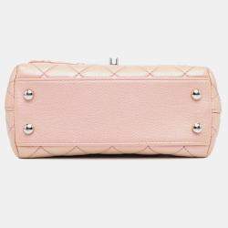Pre Owned Chanel Pink Extra Mini Iridescent Caviar Coco Handle Bag