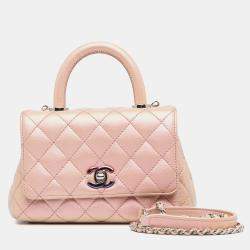 Pre Owned Chanel Pink Extra Mini Iridescent Caviar Coco Handle Bag