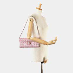 Pre Owned Chanel Pink Nylon New Travel Line East West Flap