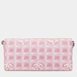 Pre Owned Chanel Pink Nylon New Travel Line East West Flap
