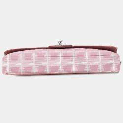 Pre Owned Chanel Pink Nylon New Travel Line East West Flap