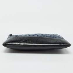 Chanel Navy Blue/Black Leather Gabrielle O Case Clutch