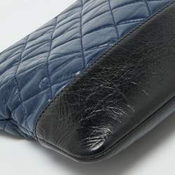 Chanel Navy Blue/Black Leather Gabrielle O Case Clutch