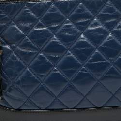Chanel Navy Blue/Black Leather Gabrielle O Case Clutch