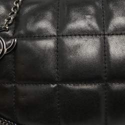 Pre Owned Chanel Black Square Quilted Leather Chain Fringe Pochette