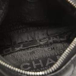 Pre Owned Chanel Black Square Quilted Leather Chain Fringe Pochette