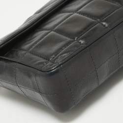 Pre Owned Chanel Black Chocolate Bar Quilted Leather East West Flap Bag