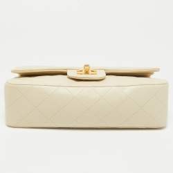 Chanel Cream Quilted Leather Small Classic Double Flap Bag