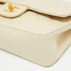 Chanel Cream Quilted Leather Small Classic Double Flap Bag