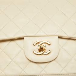 Chanel Cream Quilted Leather Small Classic Double Flap Bag