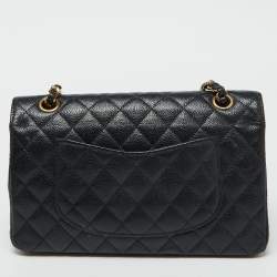 Pre Owned Chanel Black Caviar Leather Medium Classic Double Flap Bag