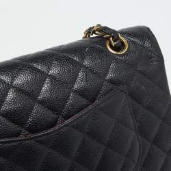 Pre Owned Chanel Black Caviar Leather Medium Classic Double Flap Bag