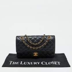 Pre Owned Chanel Black Caviar Leather Medium Classic Double Flap Bag