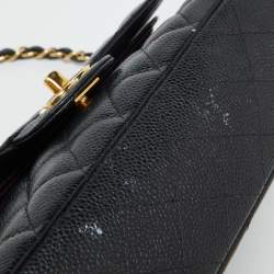 Pre Owned Chanel Black Caviar Leather Medium Classic Double Flap Bag