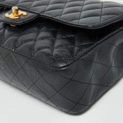 Pre Owned Chanel Black Caviar Leather Medium Classic Double Flap Bag