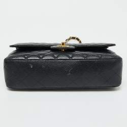Pre Owned Chanel Black Caviar Leather Medium Classic Double Flap Bag