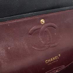 Pre Owned Chanel Black Caviar Leather Medium Classic Double Flap Bag