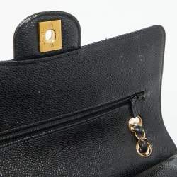 Pre Owned Chanel Black Caviar Leather Medium Classic Double Flap Bag