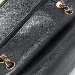 Pre Owned Chanel Black Caviar Leather Medium Classic Double Flap Bag