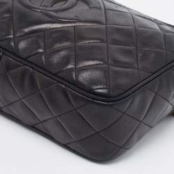 Pre Owned Chanel Black Quilted Leather Tassel Camera Bag