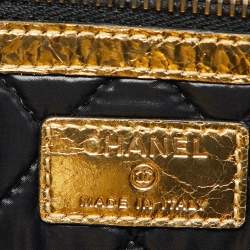 Pre Owned Chanel Metallic Gold Crinkled Leather Large Feminine Pouch