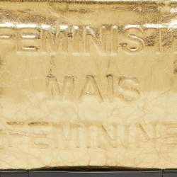 Pre Owned Chanel Metallic Gold Crinkled Leather Large Feminine Pouch