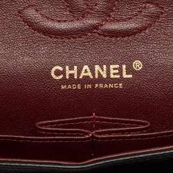 Pre Owned Chanel Black Quilted Caviar Leather Small Classic Double Flap Bag