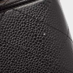 Pre Owned Chanel Black Quilted Caviar Leather Small Classic Double Flap Bag