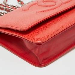 Chanel Orange Caviar Leather Timeless CC Wallet On Chain