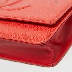 Chanel Orange Caviar Leather Timeless CC Wallet On Chain