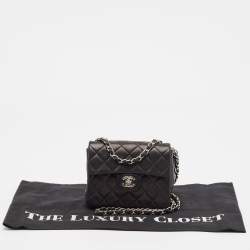 Pre Owned Chanel Black Quilted Leather Mini Square Classic Flap Bag
