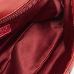 Pre Owned Chanel Dark Red Vertical Stitch Leather Jumbo Single Flap Bag