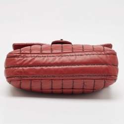 Pre Owned Chanel Dark Red Vertical Stitch Leather Jumbo Single Flap Bag