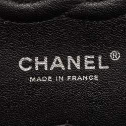 Pre Owned Chanel Black/Metallic Quilted Lace Medium Classic Double Flap Bag