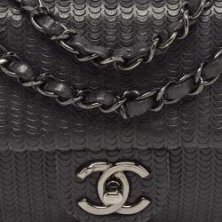 Chanel Black Embossed Leather Small Classic Single Flap Bag