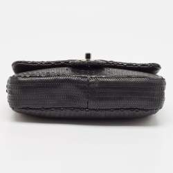Chanel Black Embossed Leather Small Classic Single Flap Bag