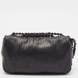 Chanel Black Embossed Leather Small Classic Single Flap Bag