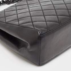 Pre Owned Chanel Black Quilted Leather Chain Tote