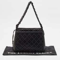 Pre Owned Chanel Black Quilted Leather Chain Tote
