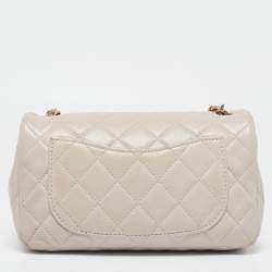 Pre Owned Chanel Pale Pink Quilted Leather Mini Pearl Crush Rectangular Flap Bag