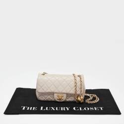 Pre Owned Chanel Pale Pink Quilted Leather Mini Pearl Crush Rectangular Flap Bag
